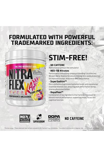 GAT SPORT Nitraflex, Kaos, Stim Free, Pre Workout King, 700g, Berry Lemonade, 40 Servings