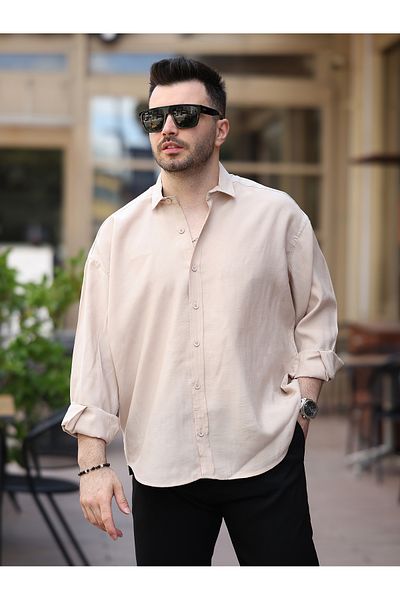 LUMAST Ανδρικό πουκάμισο Oversize Summer Light Ironing Οβάλ κομμένο Modal πουκάμισο