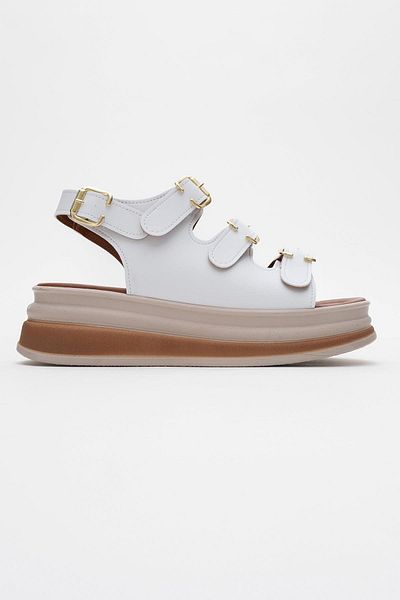 CCWAY AYAKKABI Women's Buckle Sandals White