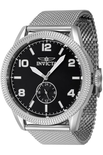 Invıcta Ρολόι Invicta Ανδρικό 47134 Vintage Ασημί με Μαύρο Καντράν