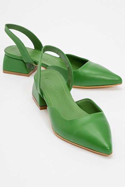 CCWAY AYAKKABI Sandale cu toc de damă KHAKI GREEN SKIN