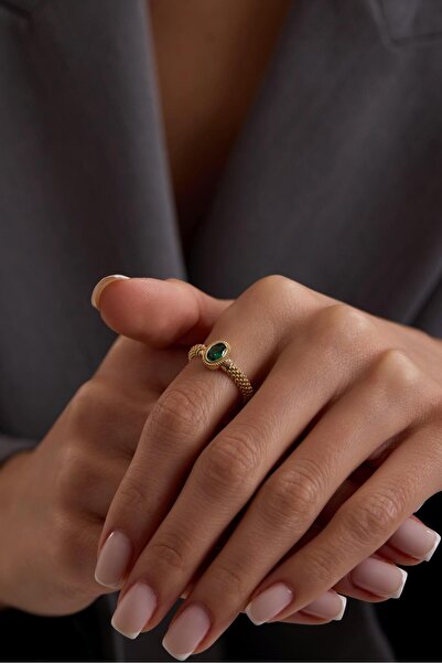 Tufanlar Kuyumculuk 14 Ayar Yeşil Taşlı Altın Yüzük