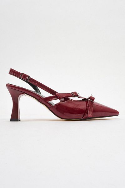CCWAY AYAKKABI Women's Heeled Sandals Bordo Rugan
