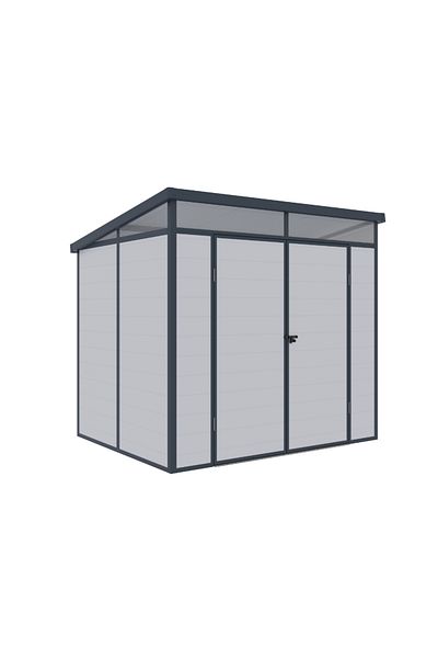 KlugMeister Casuta / magazie de gradina premium din material plastic, KLUGMEISTER Toya B Gri, dimensiuni 238x191