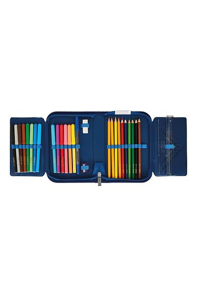 Herlitz Penar echipat Herlitz motiv rechin albastru, 31 piese, 2 clape, 20.3 x 3.5 x 14 cm