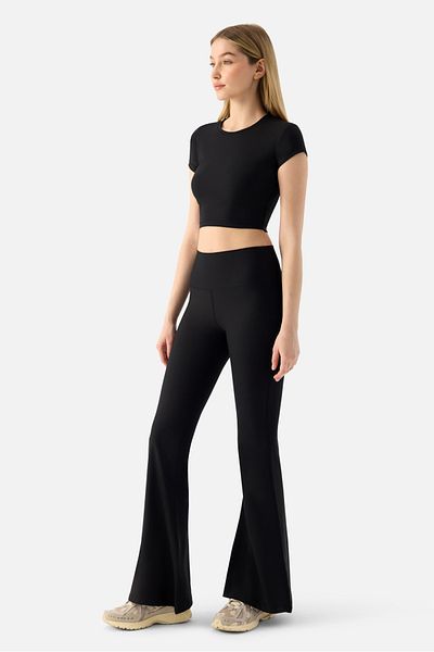 Superstacy Melina High Waist Flared Leg Black Sports Leggings