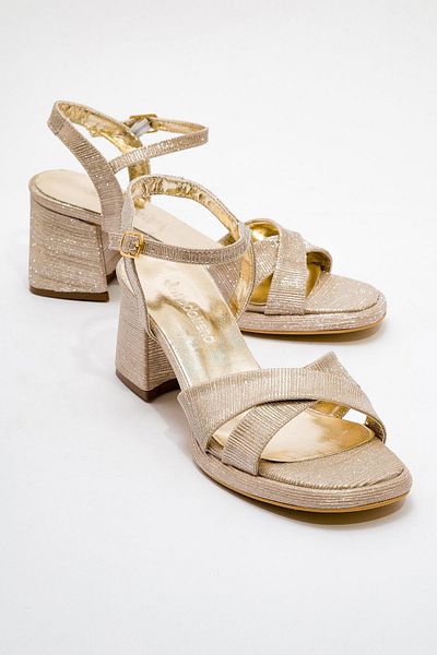 CCWAY AYAKKABI Women's Glitter Heeled Shoes Gold Sim