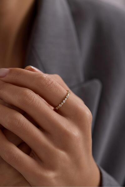 Tufanlar Kuyumculuk 14 Ayar Yarımtur Taşlı Altın Yüzük