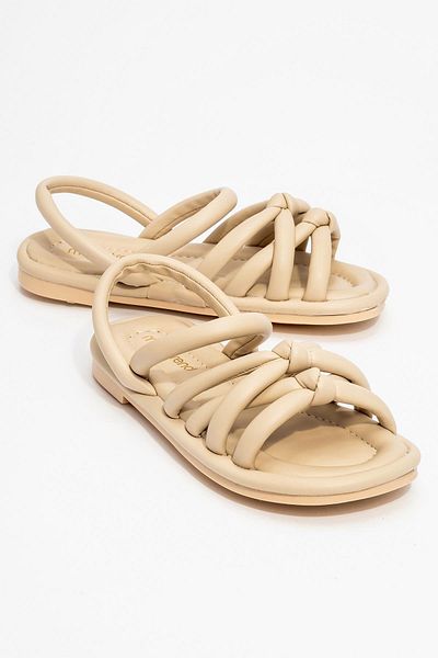 CCWAY AYAKKABI Single Strap Knotted Women's Sandals Beige