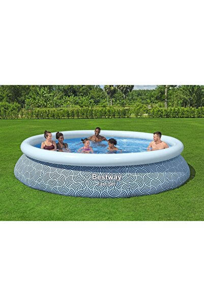 BESTWAY Φουσκωτή πισίνα, όψη ρατάν, PVC, 396x84 εκ., 7340 λίτρα, πλήρες σετ