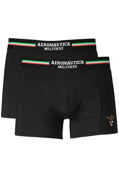 Aeronautica Militare Set 2 perechi de boxeri cu detaliu logo, Aeronautica Militare, Negru, 2XL