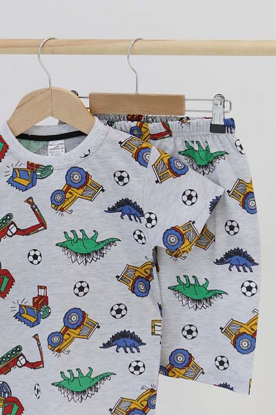 TOFİSA Boy's Gray Printed Shorts Suit - 27328