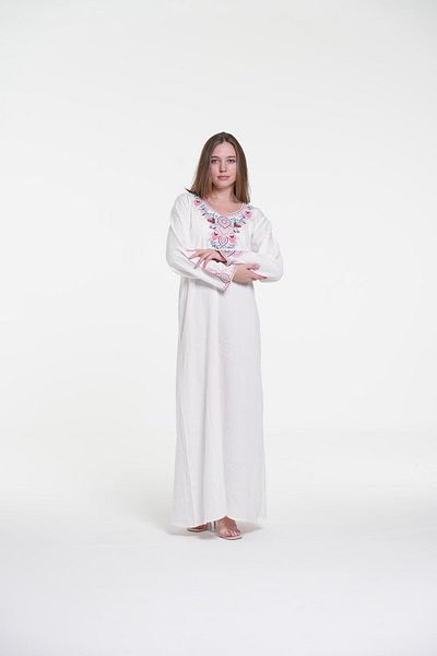 al bent al sharqieh Ladies Printed Jalabiya - Full-Sleeve crepe Dress with belt