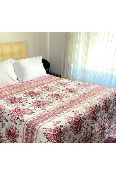 Özyuvam Quilted Cotton Fiber Filled Double Floral Patterned Pique