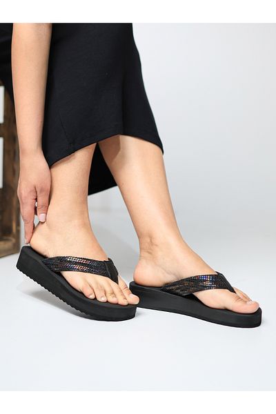 HANOX Lissa Multi Black Women's Flip Flops Beach Slippers Flip Flops (3.8) cm