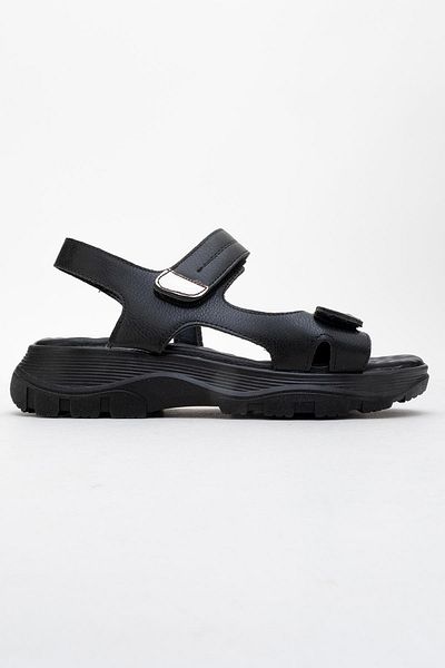 CCWAY AYAKKABI Women's Double Velcro Sandals Black