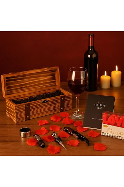 PERLOTUS Premium Boxed Wine Glass Corkscrew Set Candle Wine Tasting Notebook Set