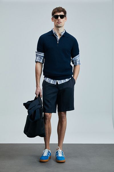 Lufian Ross Sports Men's Chino Shorts Slim Fit Navy Blue
