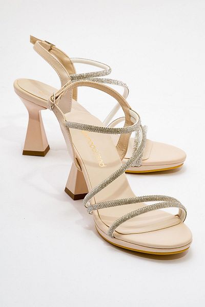 CCWAY AYAKKABI Cross Stone Women's Heeled Sandals Ten Skin