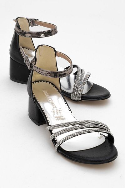 CCWAY AYAKKABI Children's Stone Heeled Sandals; Black