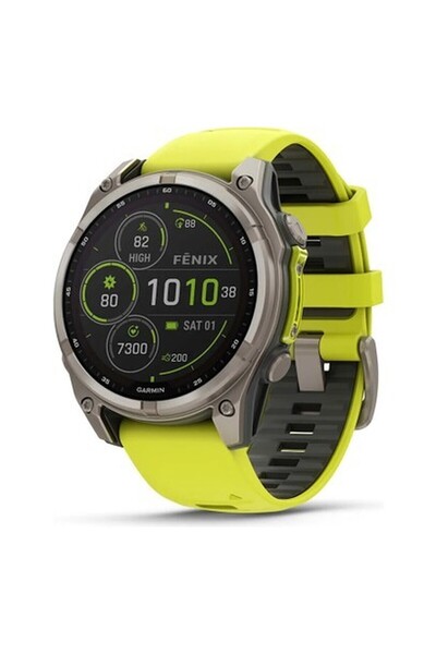 Garmin Garmin Fenix 8 - 47 mm Solar Sapphire Titanyum Amp Sarı/grafit Silikon Kayışlı