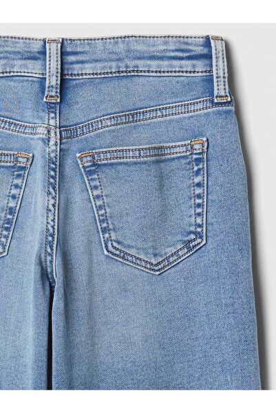 GAP Kız Çocuk Açık Mavi High Rise Supersoft Wide-Leg Jean Pantolon