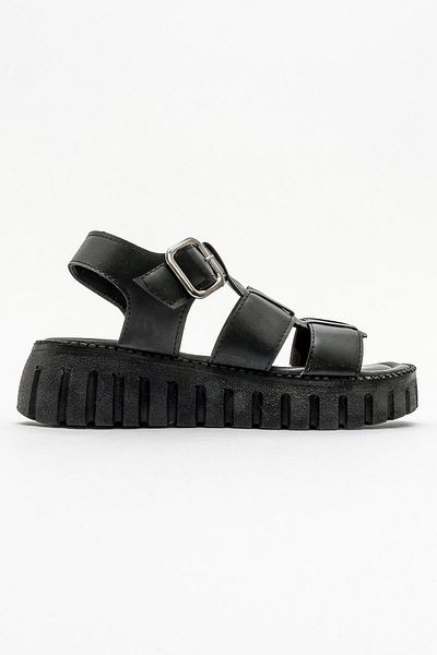 CCWAY AYAKKABI Women's Piping Sandals Black