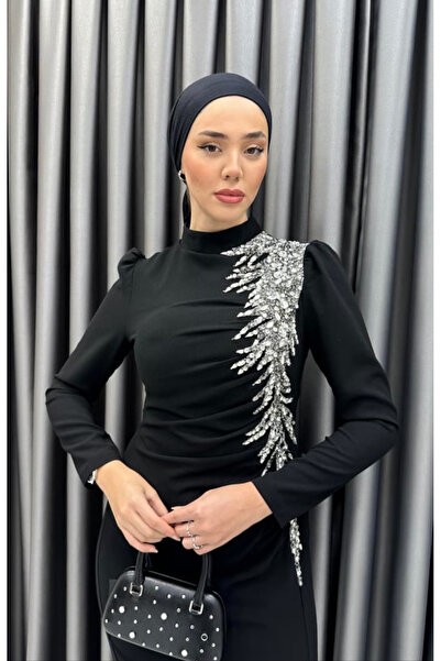 Janset YENİ SEZON TAŞ İŞLEMELİ TESETTÜR ABİYE ELBİSE