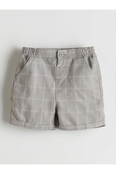 LC Waikiki Plaid Baby Boy Shorts with Elastic Waist
