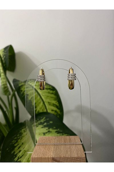 stainless steell Zircon Detail Hoop Steel Earrings