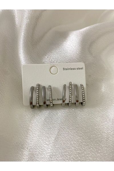stainless steell Triple Look Steel Earrings