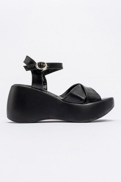 CCWAY AYAKKABI Women's Cross Piping Sandals Black