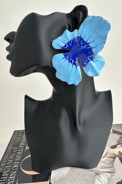 Modex Geometric Shaped Blue Light Flower Earrings (8cm)