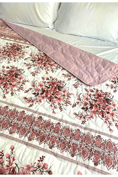 Özyuvam Quilted Cotton Fiber Filled Double Floral Patterned Pique
