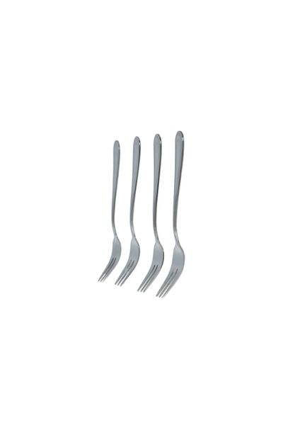 Amefa 4-Piece Stainless Steel Pearl Cake Forks on Hanging Card Silver