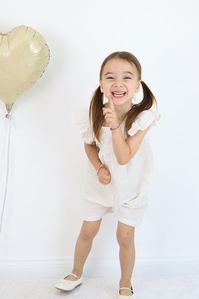FESSHERA KİDS 🎀 Girls' Soft Textured Linen Jumpsuit with Flywheel Sleeves – Suitable for Daily and Special Occasion Use 🎀