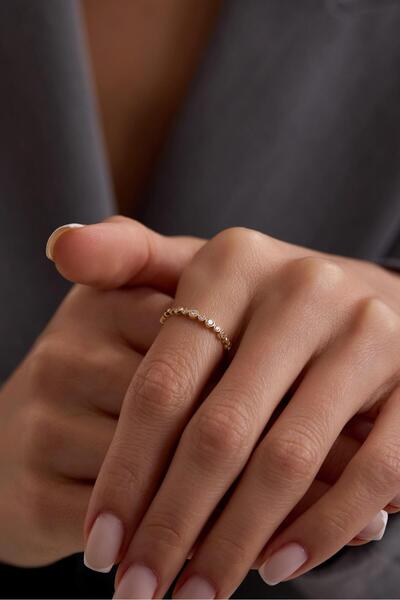 Tufanlar Kuyumculuk 14 Ayar Yarımtur Taşlı Altın Yüzük