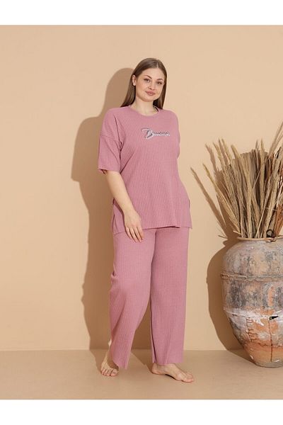 Intisimo Women's Pajamas, Cotton, Large Size, Beautiful, Powder Pink - 5xl