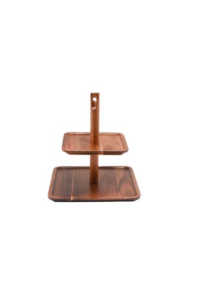Bien Servi 2-Layer High Quality Snack Stand Brown 25 x 25cm
