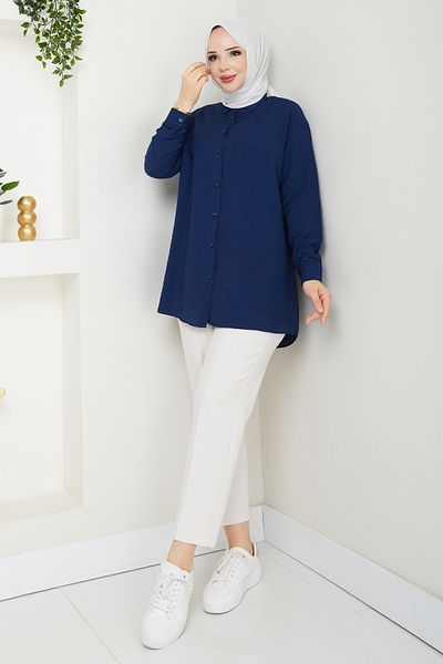 Pamuk Butik Women's Robe with Button Detail on the Back, No Show Lilium Shirt