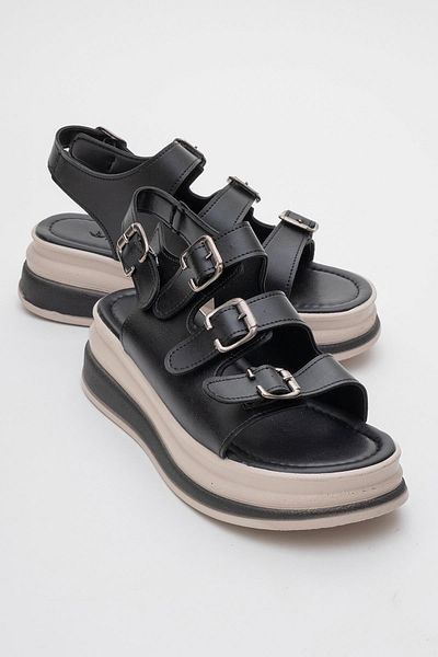 CCWAY AYAKKABI Women's Buckle Sandals Black