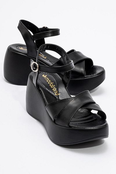 CCWAY AYAKKABI Women's Cross Piping Sandals Black