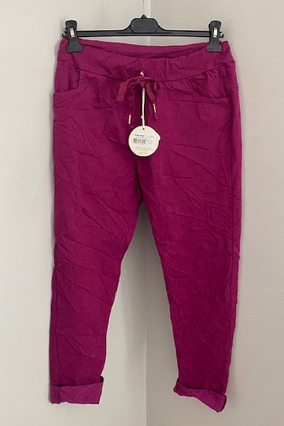 AYASOFYA OTANTIK Women's Italian Lilac Waist Tie Lycra Skinny Leg Pants