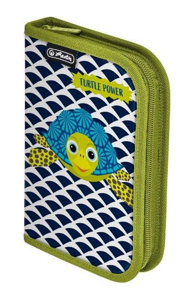 Herlitz Herlitz pencil case, 34 pieces, 2 flaps, Cute Animals Turtle motif