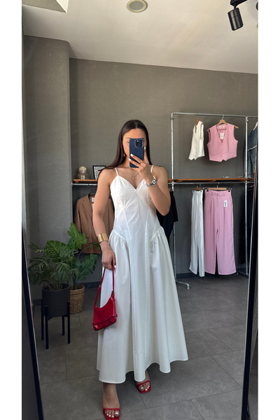 YOUR NAME Μίντι φόρεμα με λουράκια από βαμβάκι με λεπτομέρεια στη μέση