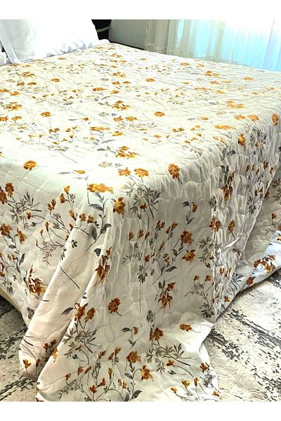 Özyuvam Quilted Cotton Fiber Filled Double Floral Patterned Pique