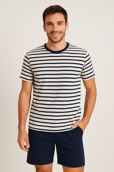 koza iç giyim Ανδρικό βαμβακερό σορτς με ρίγες Navy Blue