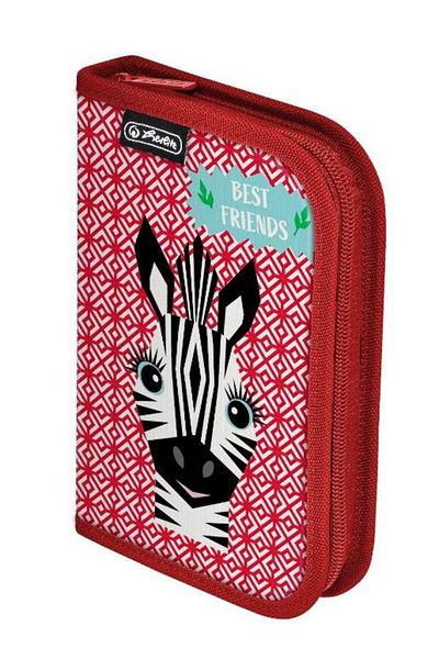 Herlitz Herlitz pencil case, 34 pieces, 2 flaps, Cute Animals Zebra motif