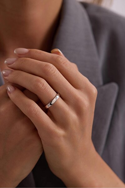 Tufanlar Kuyumculuk 14 Ayar Beyaz Taşlı Alyans Altın Yüzük