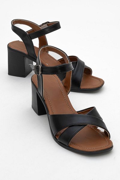 CCWAY AYAKKABI Cross Tied Heeled Sandals Black